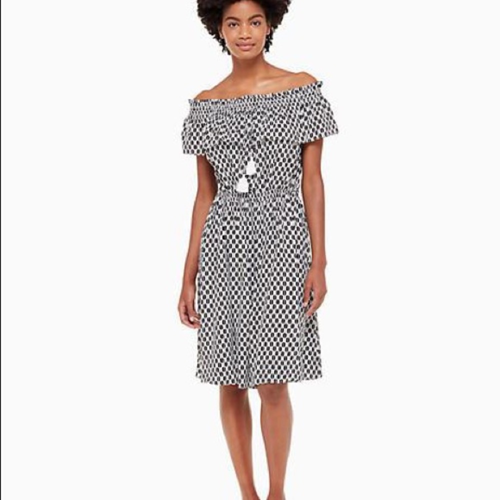 Kate Spade black and white arrow strip rayon dress